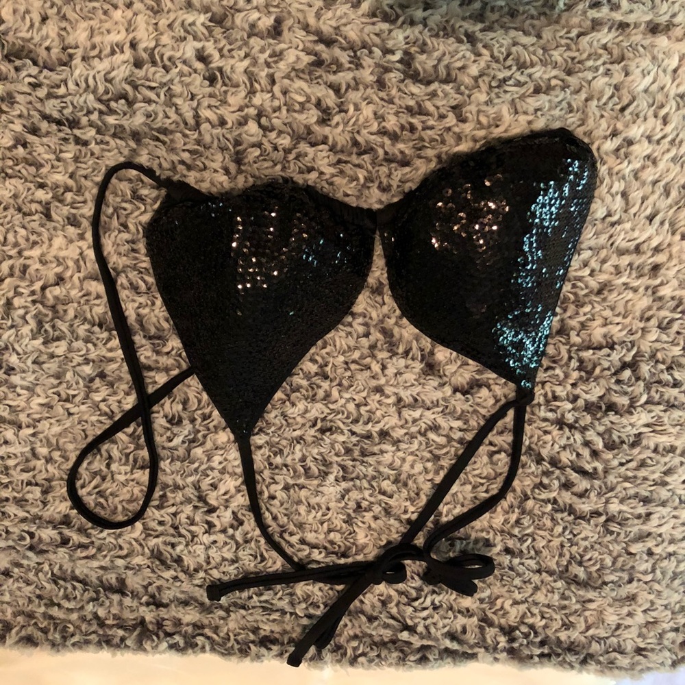 Black sequin bikini top